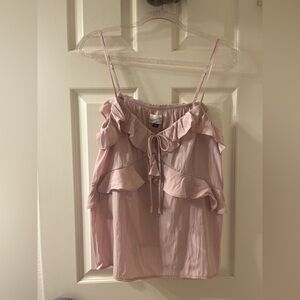 universal thread women’s light pink ruffled strappy babydoll tank top NWT